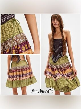 Free People Many Layers Printed Skirt #91